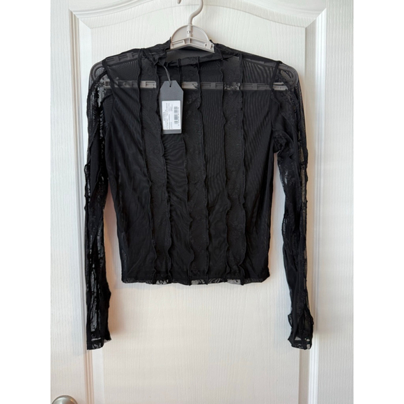 Disturbia Tops - Women's Disturbia Black Shesha Lace Stripe Mesh Long Sleeve Top Size 8